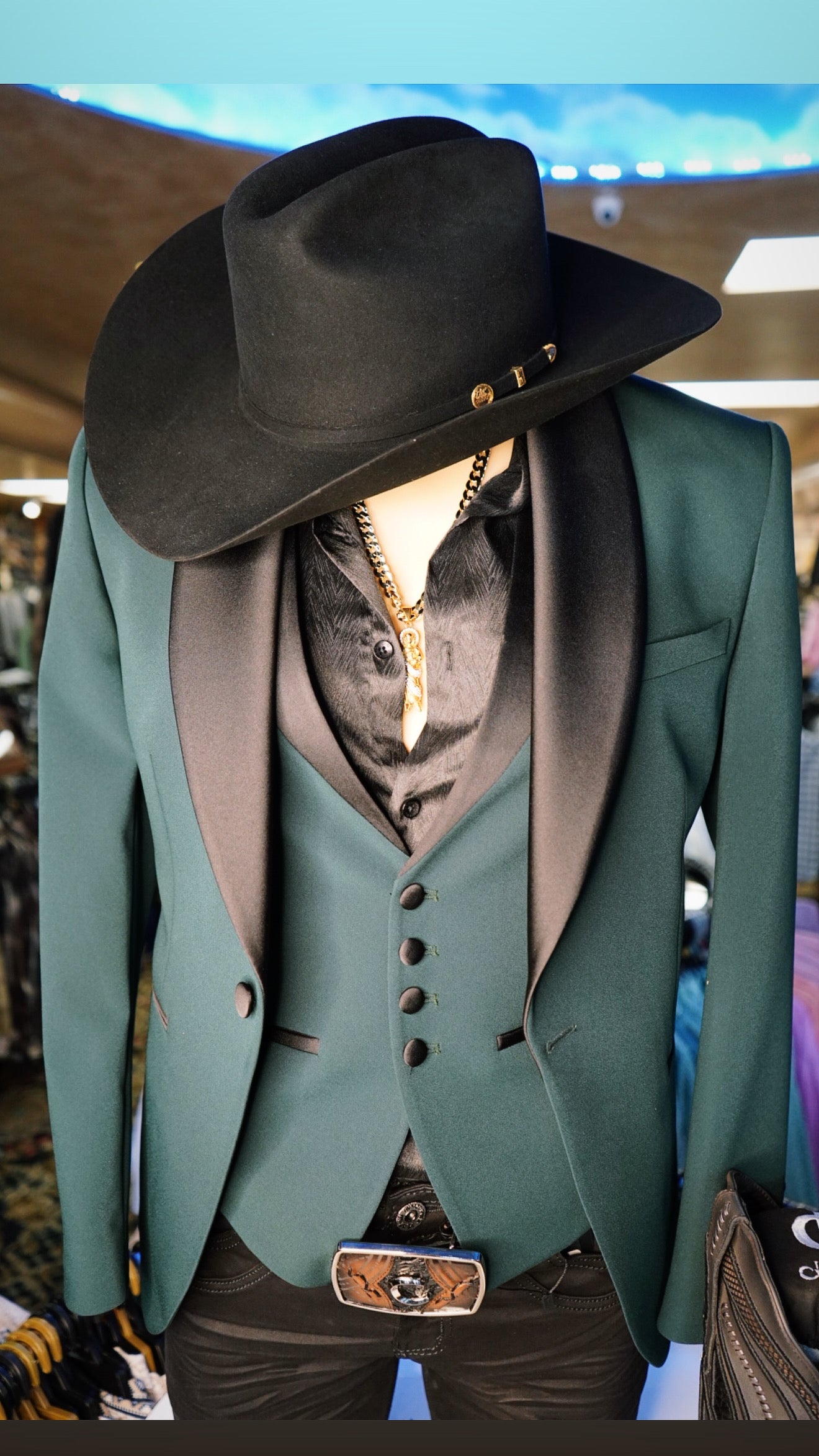 "El Emperador" Traje de Lujo Verde Esmeralda 3 Piezas"