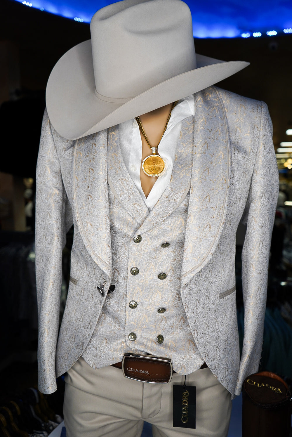 "El Marqués" – Gold & Grey 3-Piece Luxury Suit