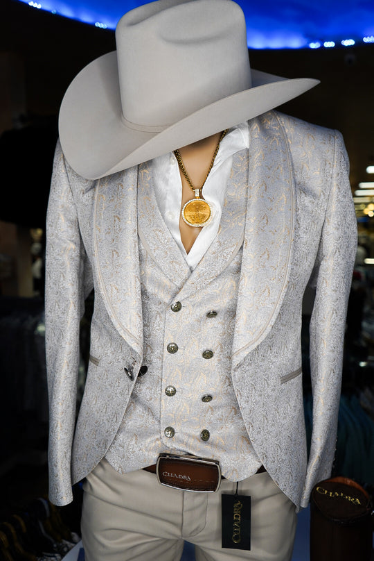 "El Marqués" – Gold & Grey 3-Piece Luxury Suit