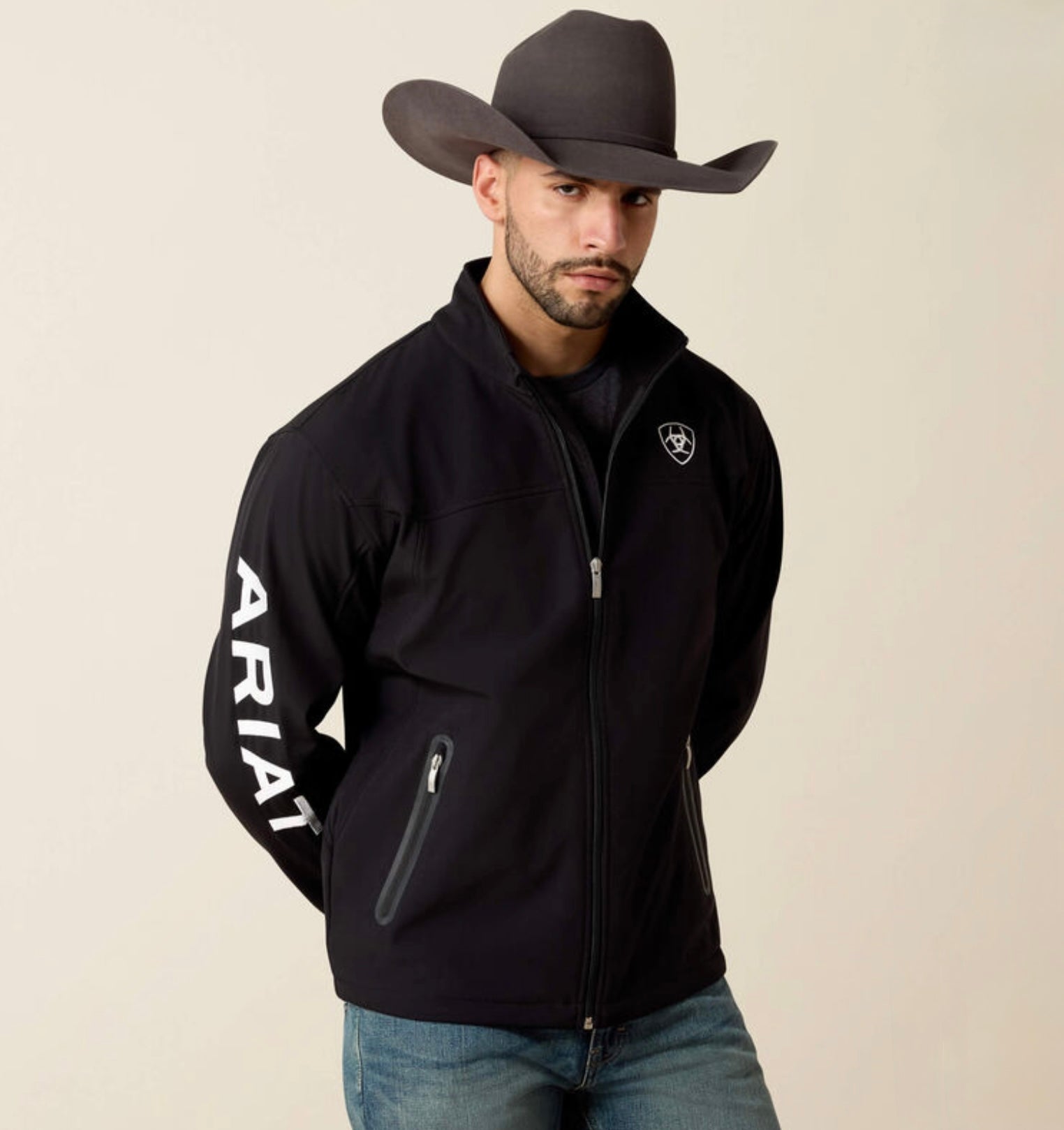 Men’s Ariat Logo Softshell Jacket- Black