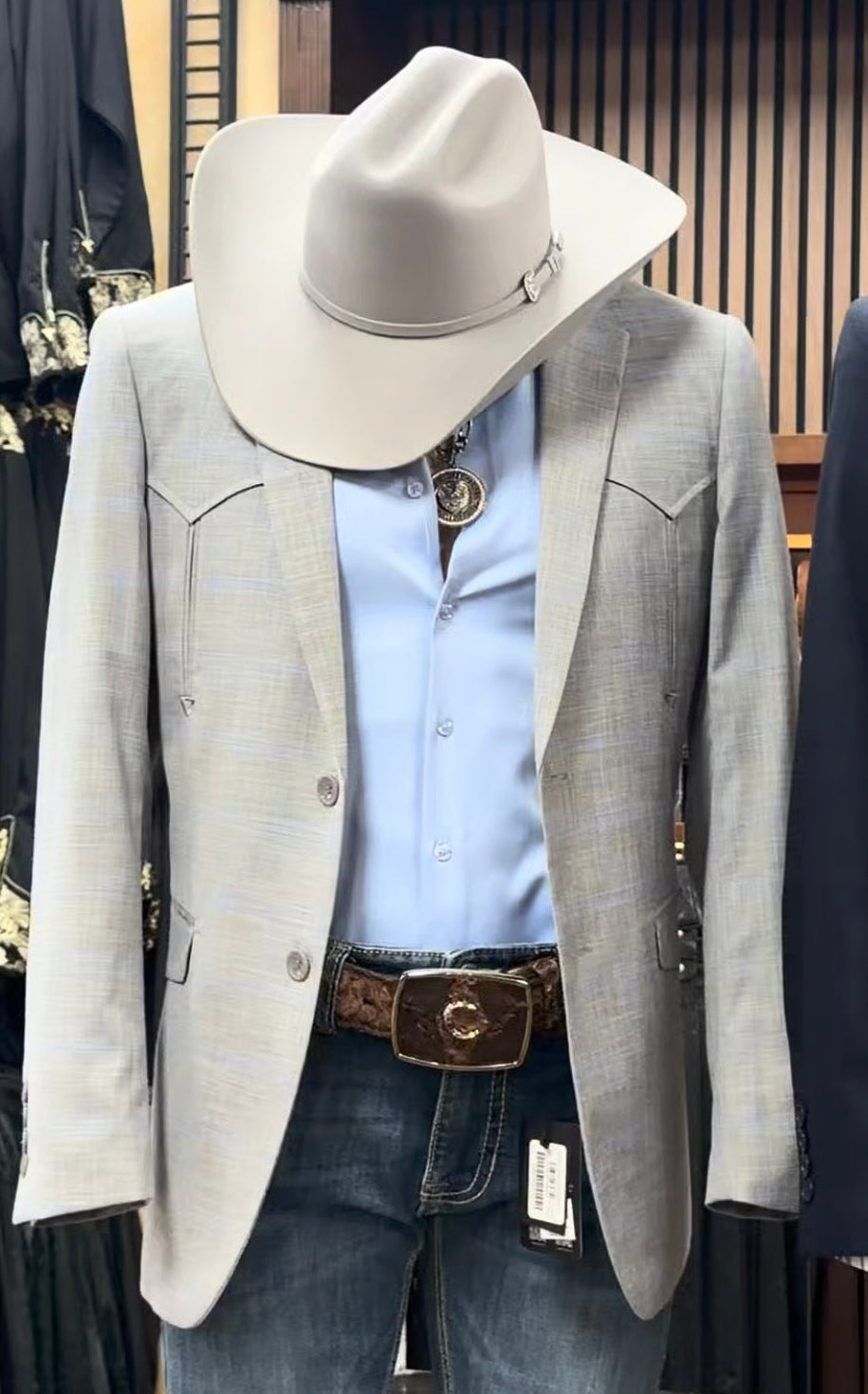 Saco Vaquero- Plaid Grey/ Baby Blue