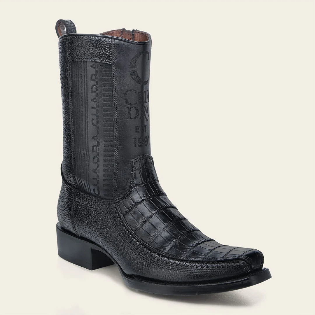 Cuadra Caiman Western Black Exotic boot