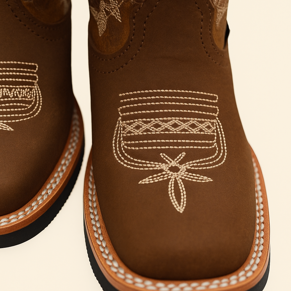 Cuatrero Kids Leather Brown Rodeo Boots