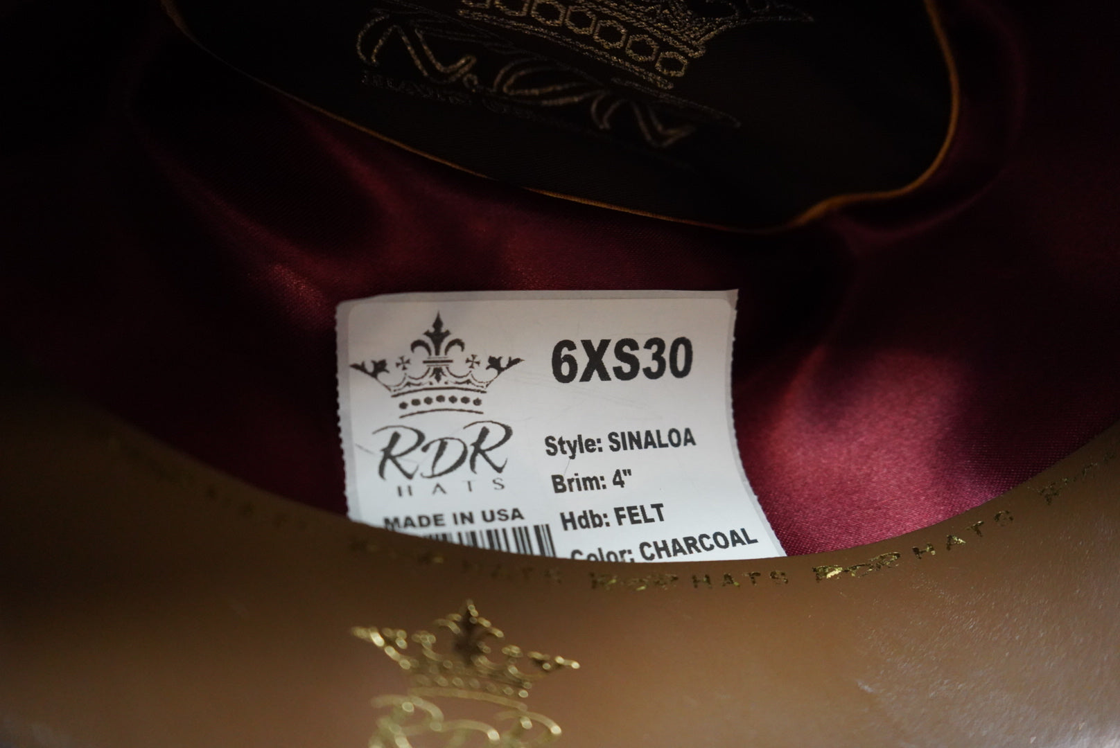 RDR (Rey De Reyes) Charcoal Sinaloa Western Felt Hat