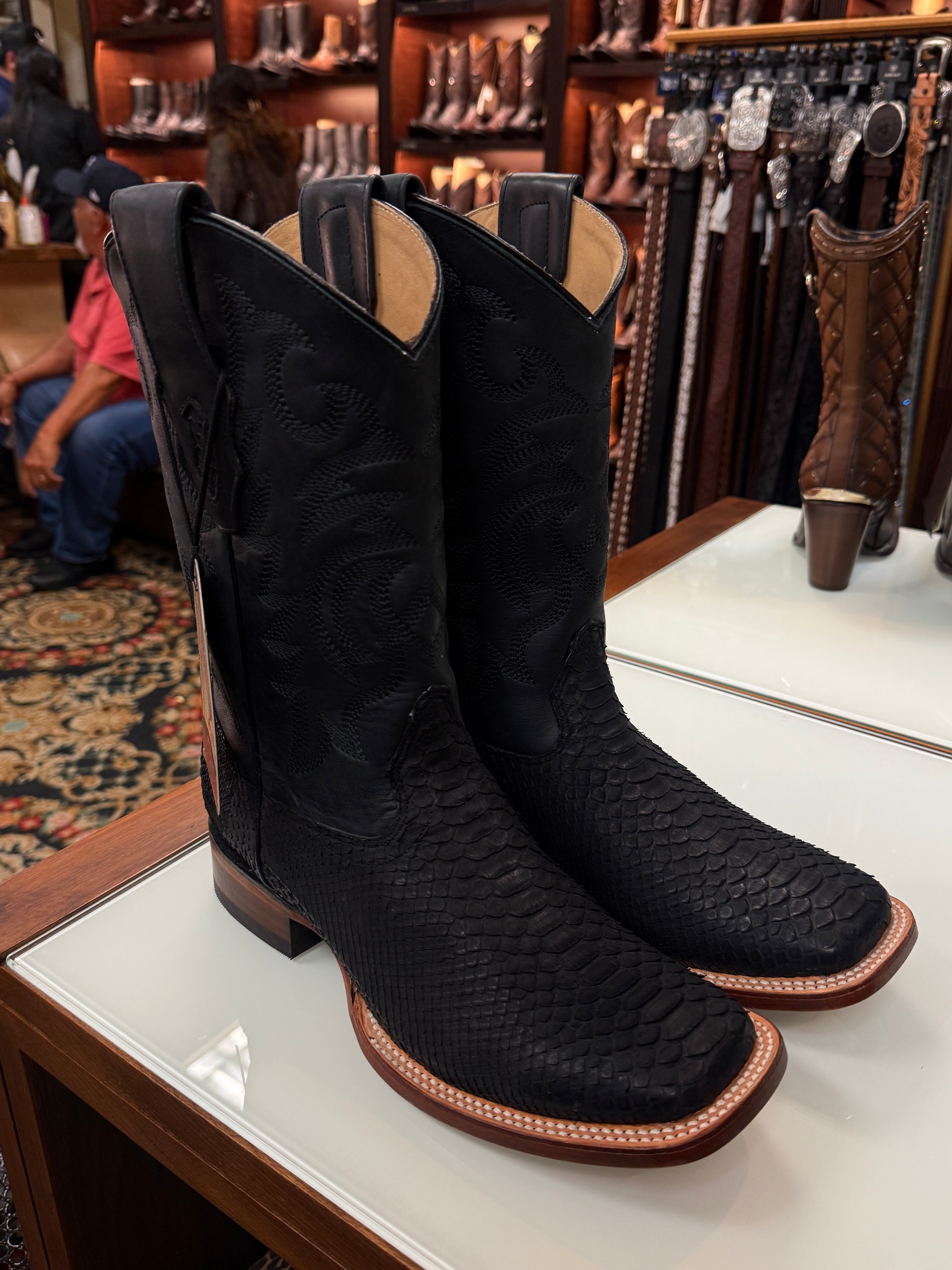Los Altos Botas De Piton Black Matte