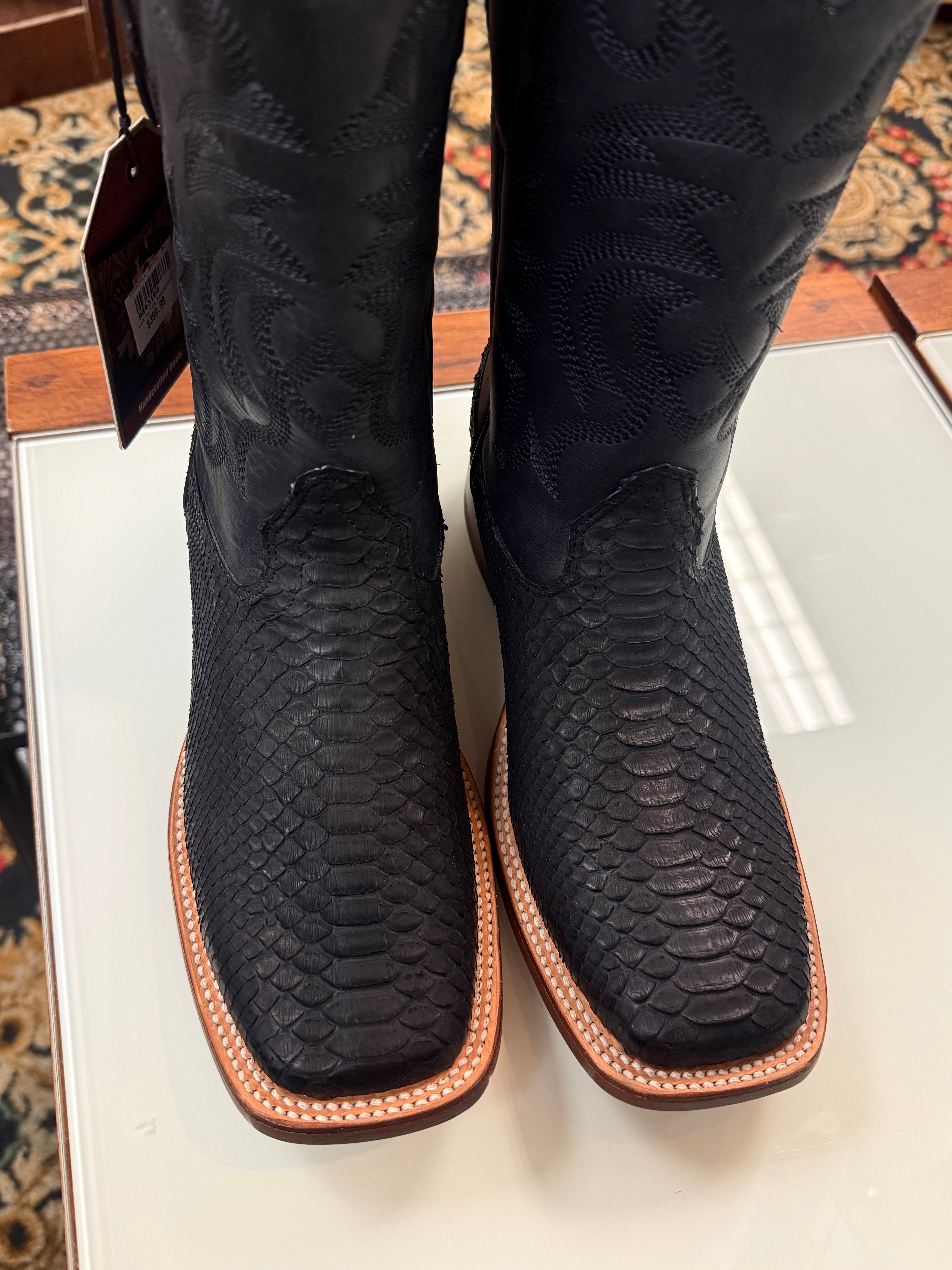 Los Altos Botas De Piton Black Matte
