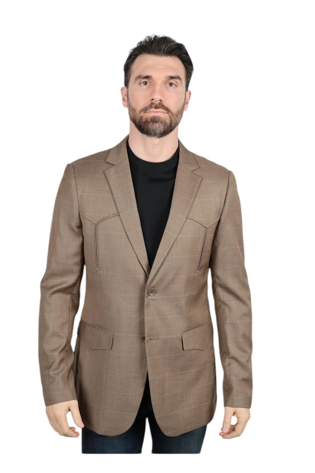 Chaqueta deportiva estilo western para hombre con coderas