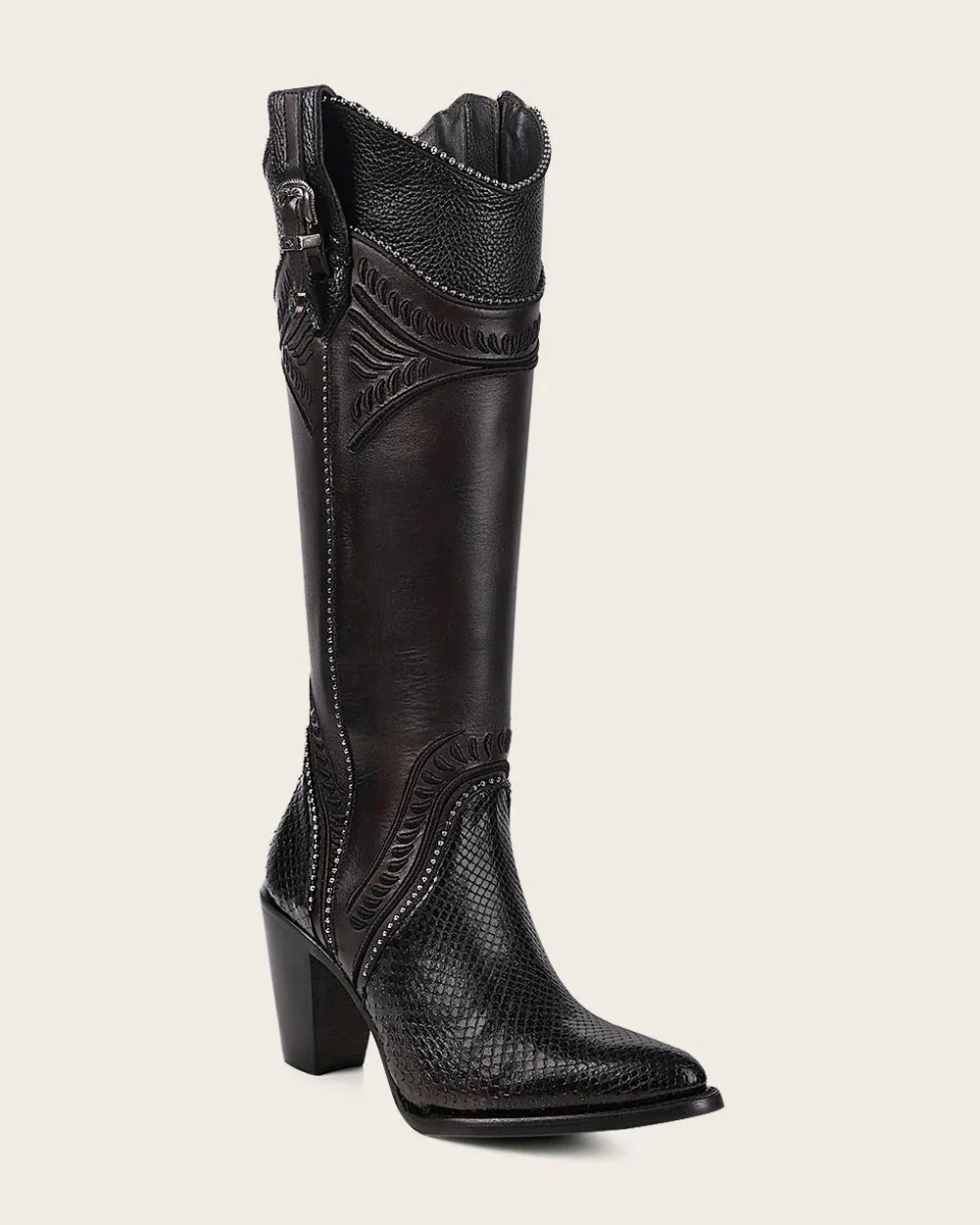 Cuadra Black Python Knee High Boots for Women – Sanchez Brothers DONDE ...