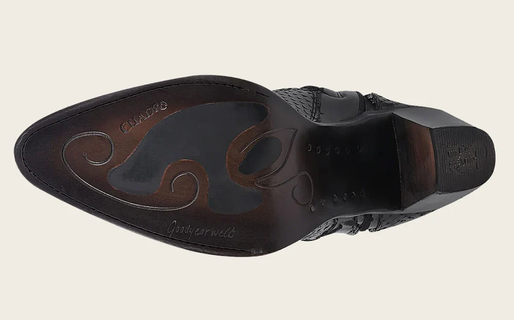 Cuadra Black Python Knee High Boots for Women