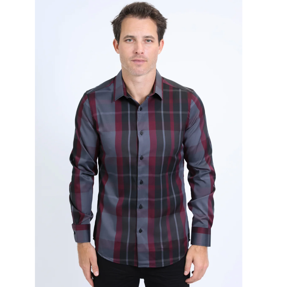 Mens Checkered Long Sleeve Black/Grey Shirt