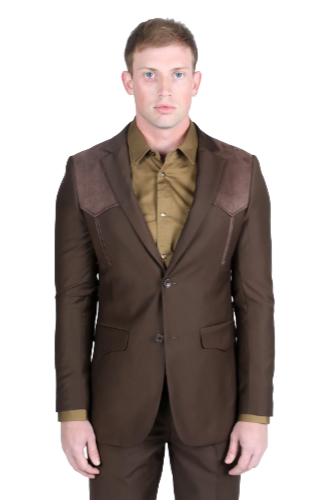 Men's Western Suit Sport Coat with Suede