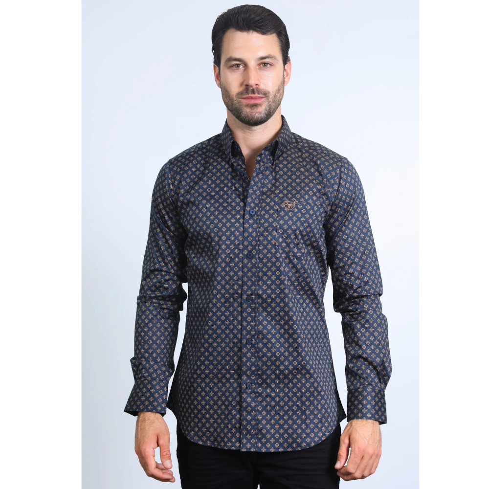 Mens Modern Fit Navy Long Sleeve Shirt