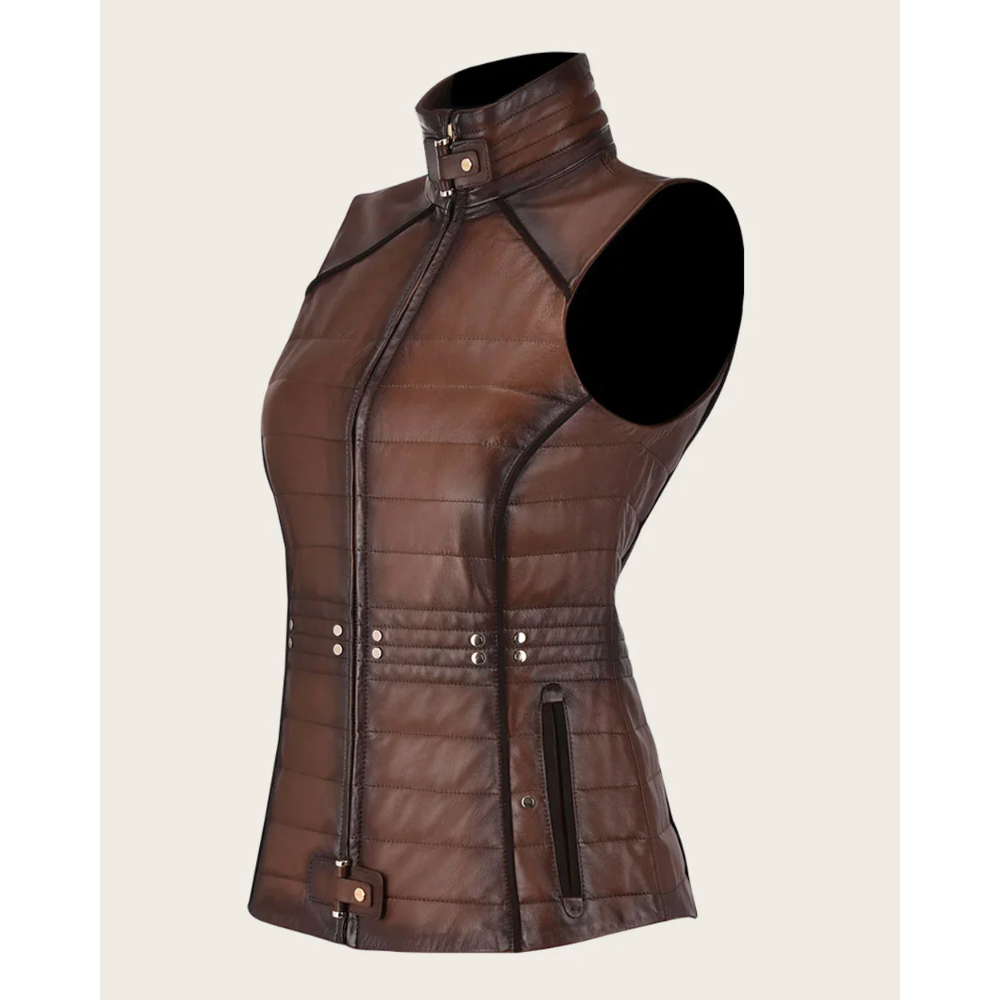 Chaleco bordado marrón