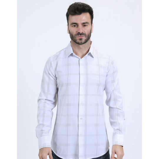 Mens Modern Fit Stretch  Fashion White Shirt