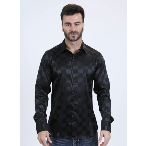 Men's Modern Fit Long Sleeve Black Shirt