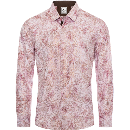 Men's Pink Flowered Modern Shirt