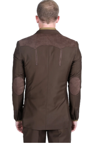 Men's Western Suit Sport Coat with Suede