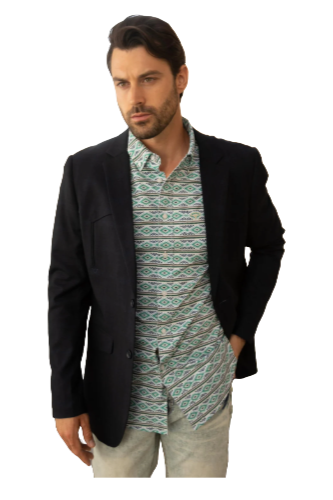Men's Western Sport Coat with Elbow Patch - Dark Charcoal