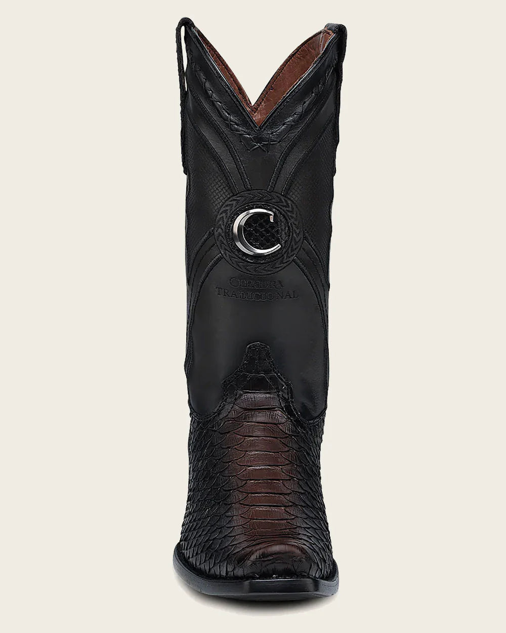 Western Dark Brown Cowboy Boots in Genuine Python & Bovine Leather