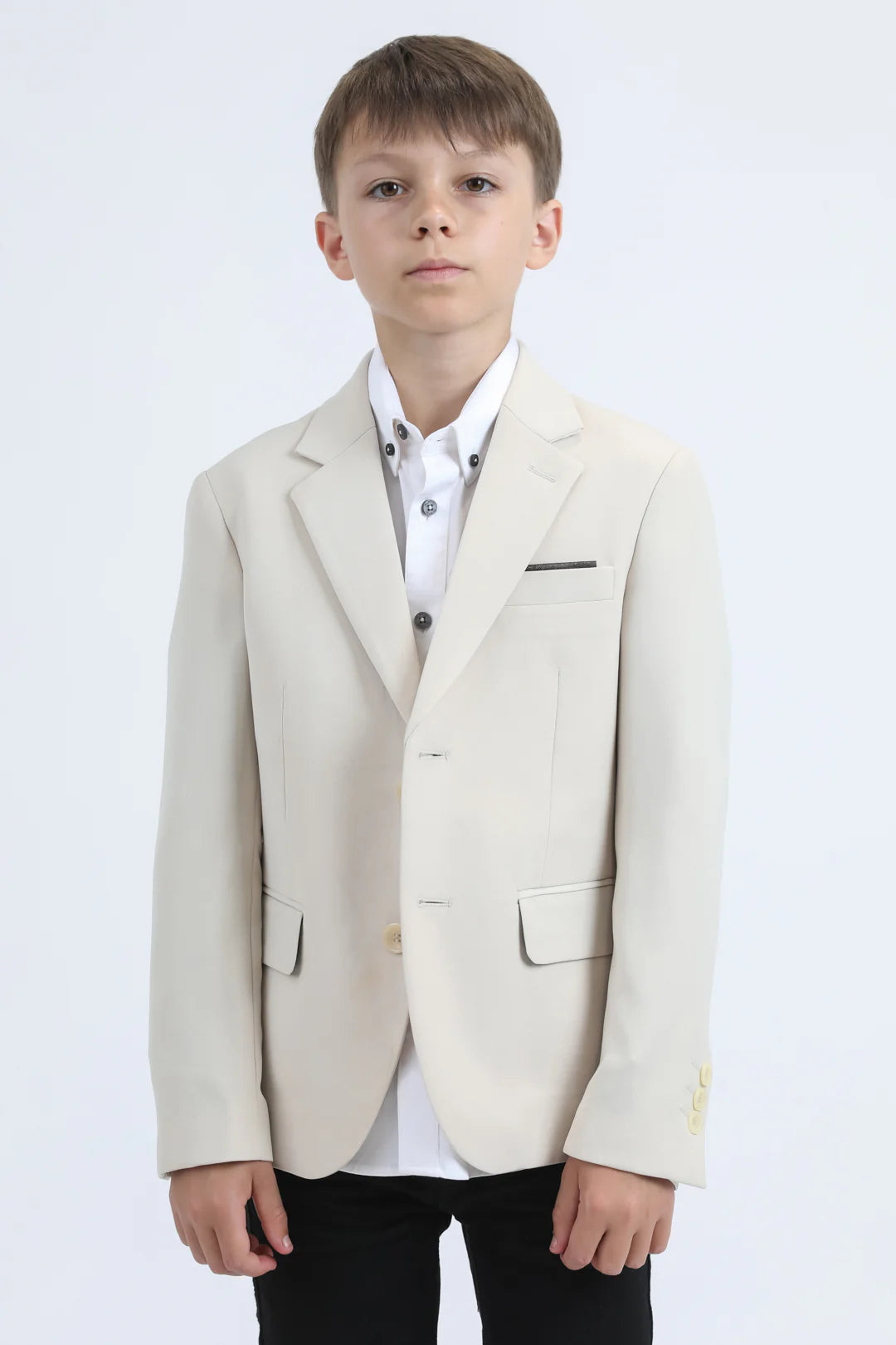 Boys' Double Button Beige Blazer