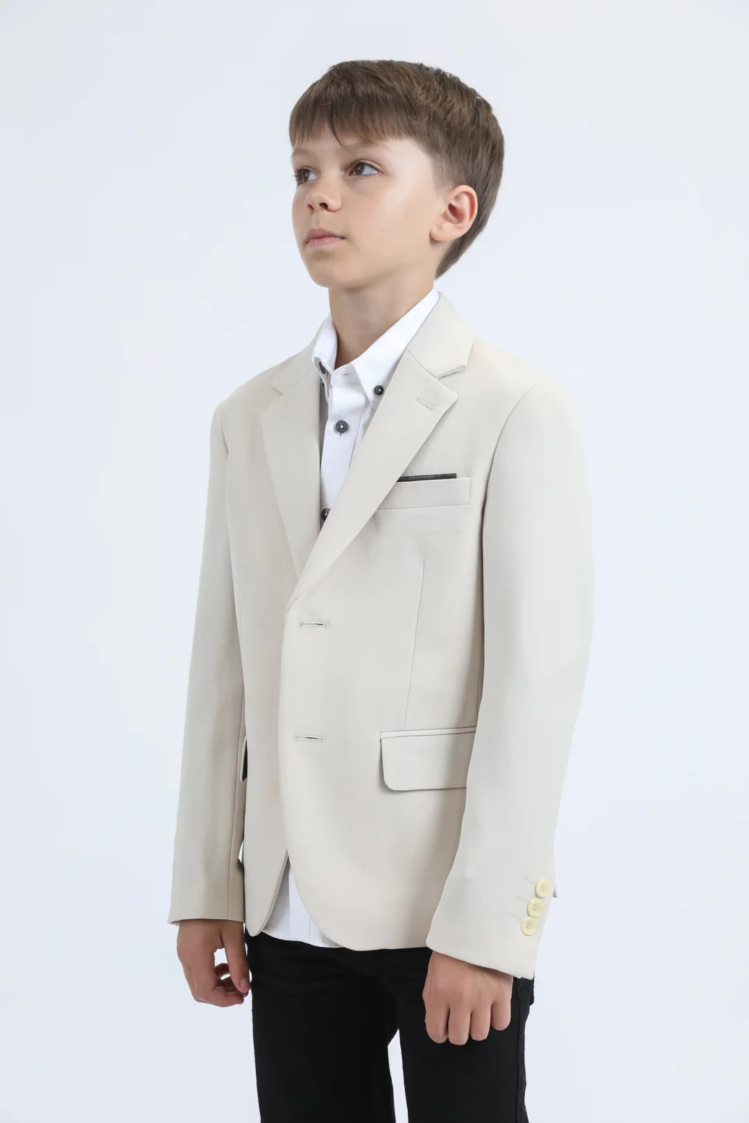 Boys' Double Button Beige Blazer
