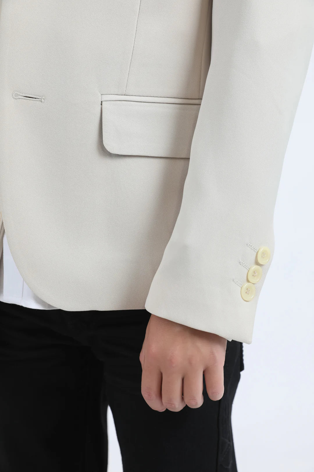 Boys' Double Button Beige Blazer