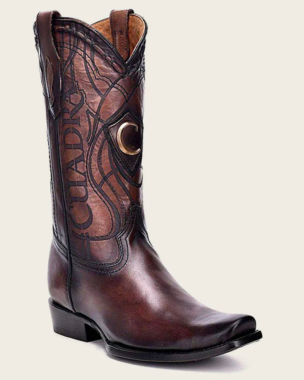 Cuadra Men's Engraved Brown Cowhide Leather Western Boot