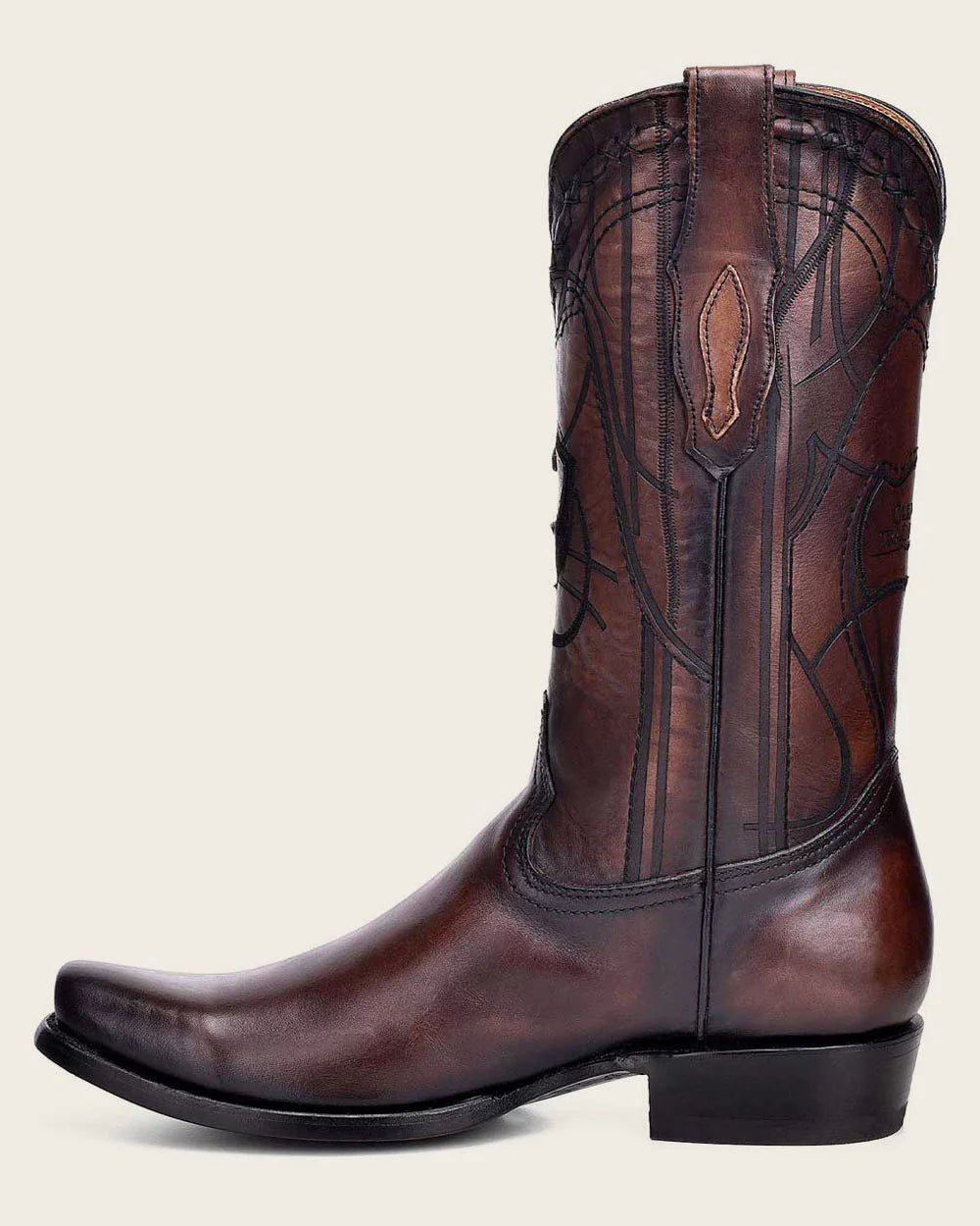 Cuadra Men's Engraved Brown Cowhide Leather Western Boot