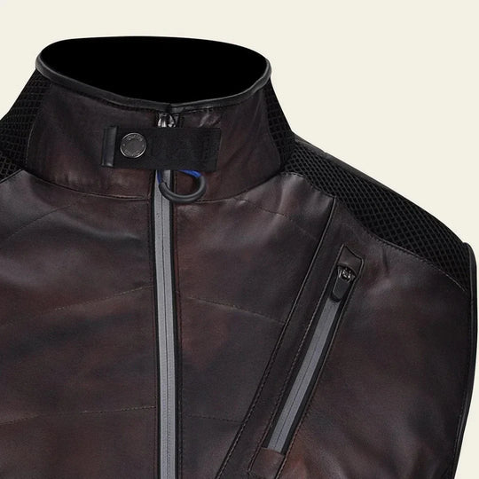 Cuadra Mens leather Vest Chocolate