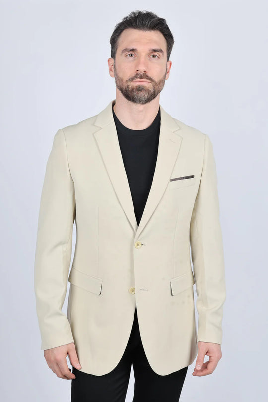 Men's Modern Fit Blazer Color - Beige