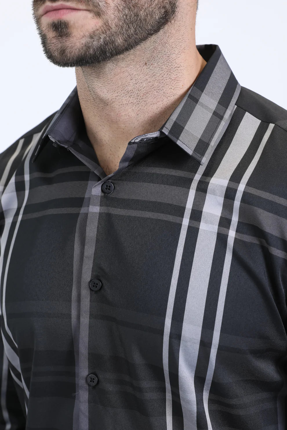 Mens Checkered Long Sleeve Black/Grey Shirt