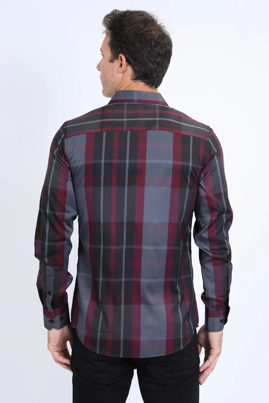 Mens Checkered Long Sleeve Black/Grey Shirt