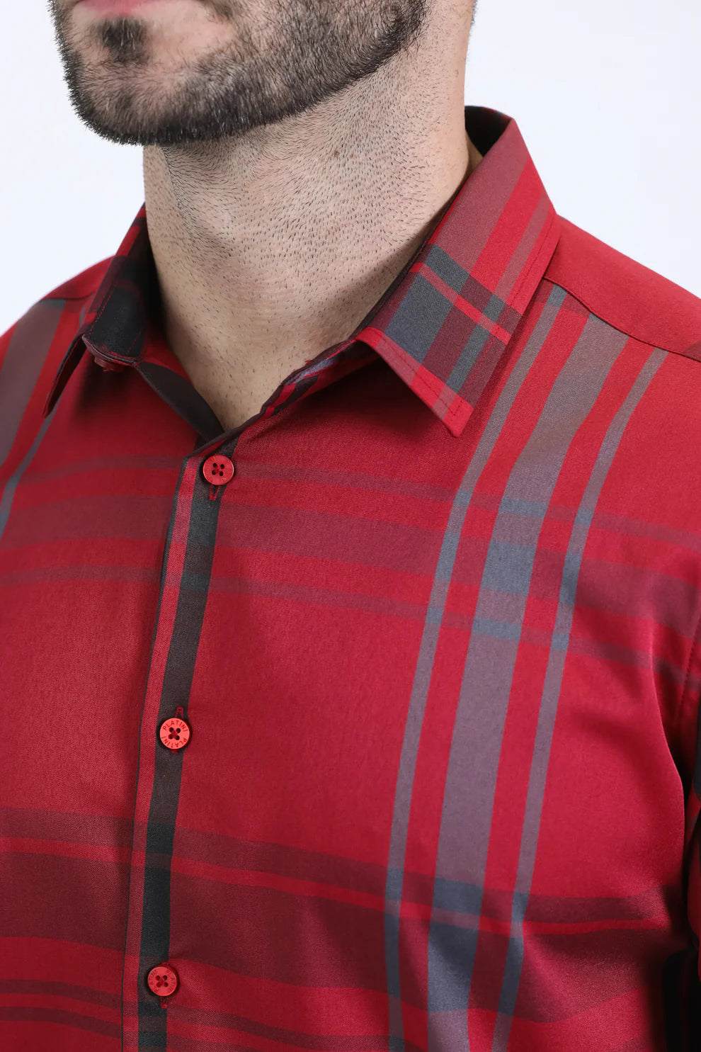 Men's Checkered Long Sleeve Red Shirt