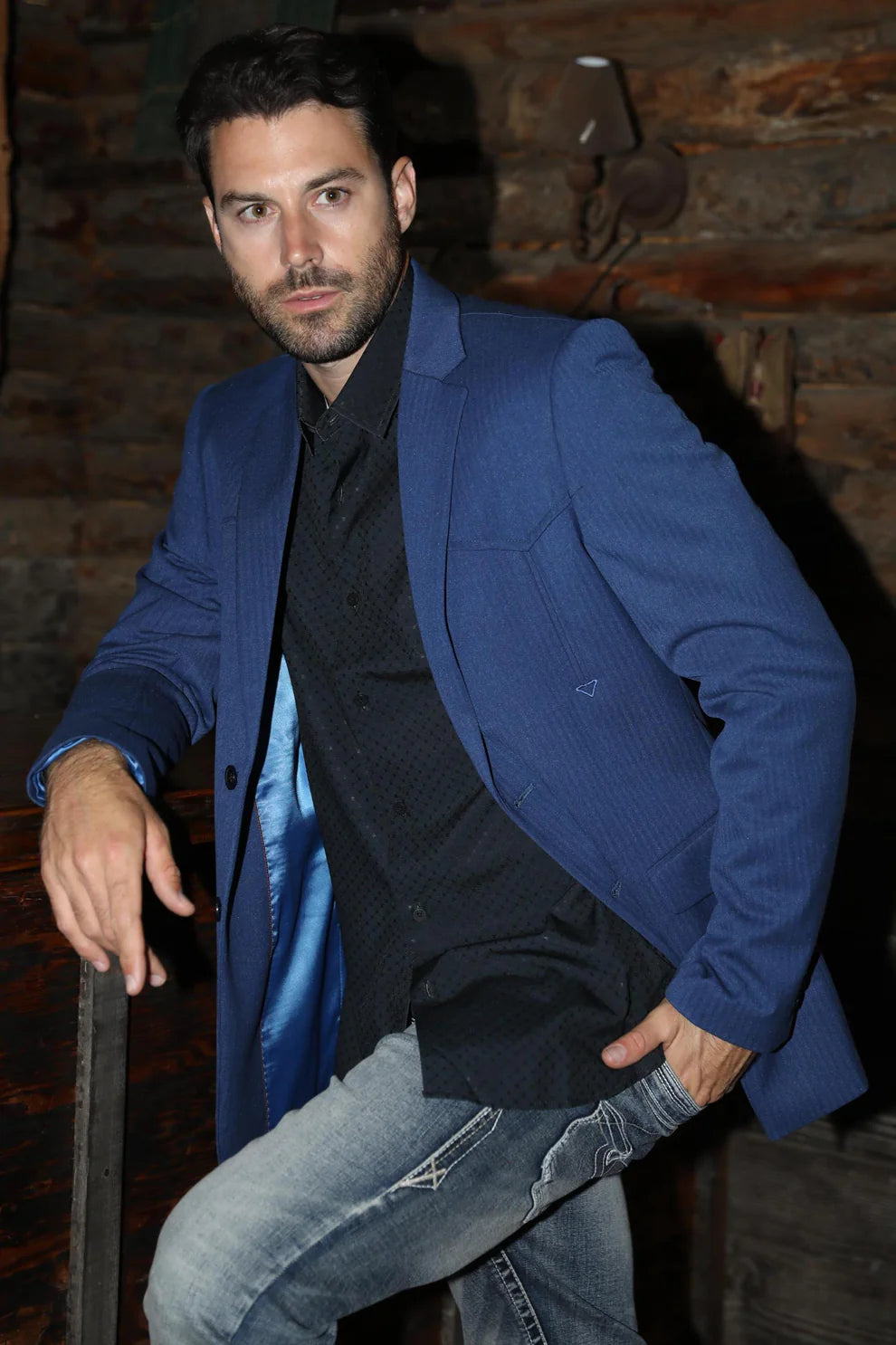 Blazer azul occidental para hombre