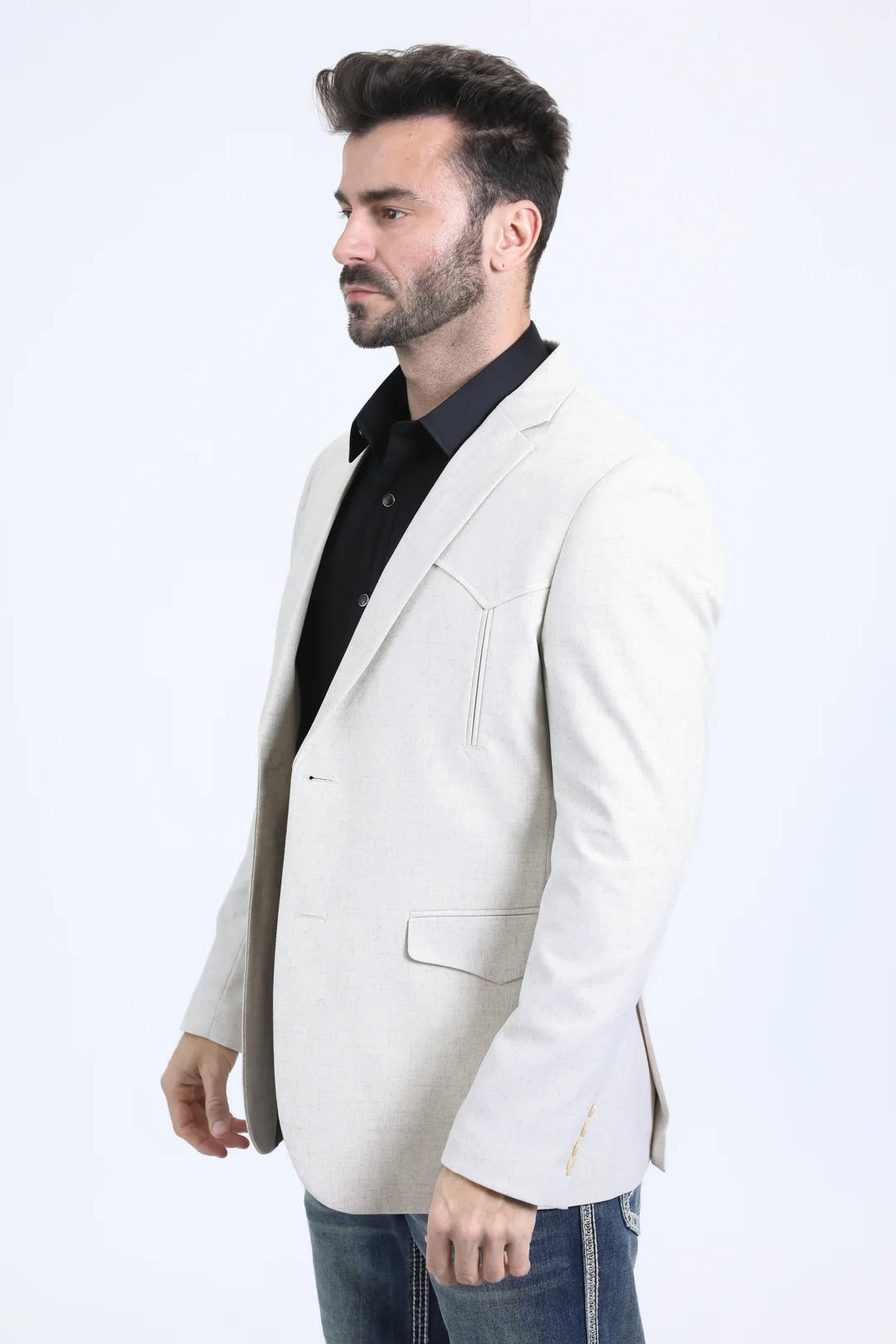 Blazer estilo western con dos botones para hombre
