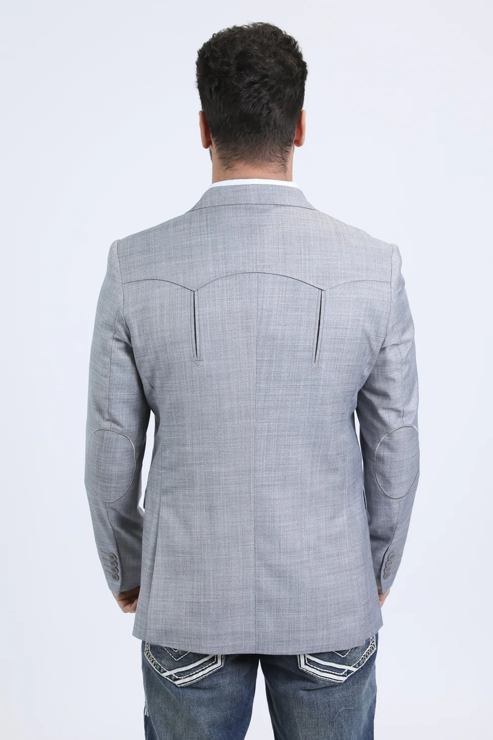 Blazer plateado estilo western con dos botones para hombre