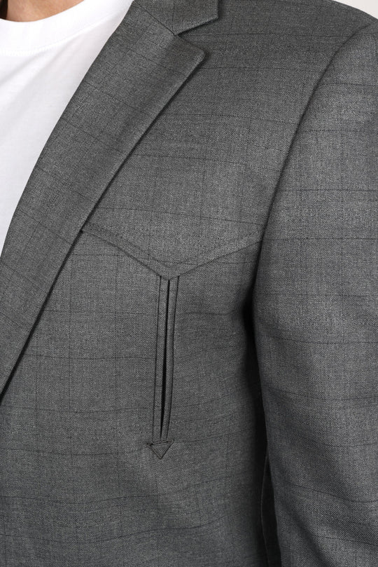 Men's Western Sport Coat with Elbow Patch (LIGHT GREY)