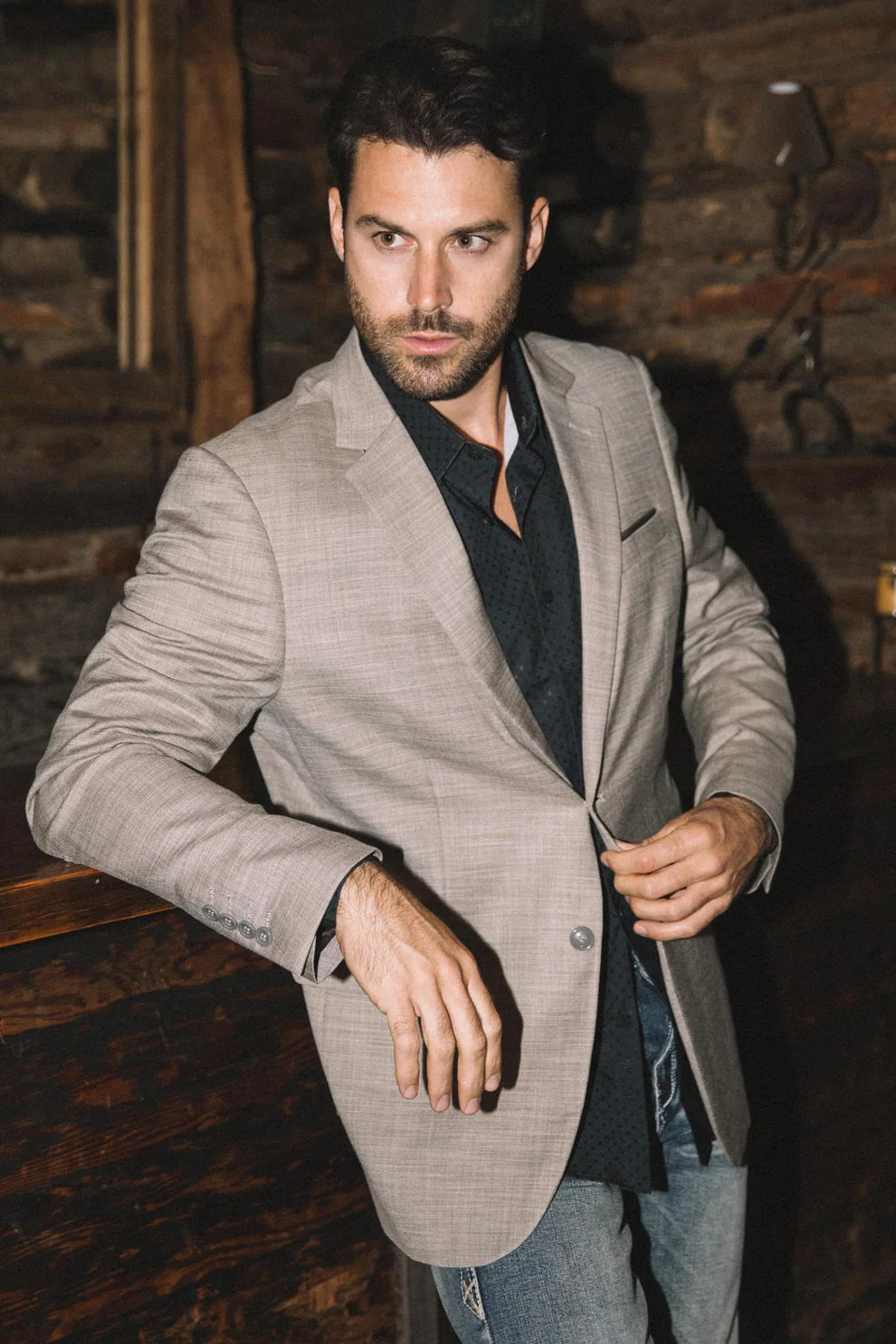 Blazer elástico de corte moderno para hombre