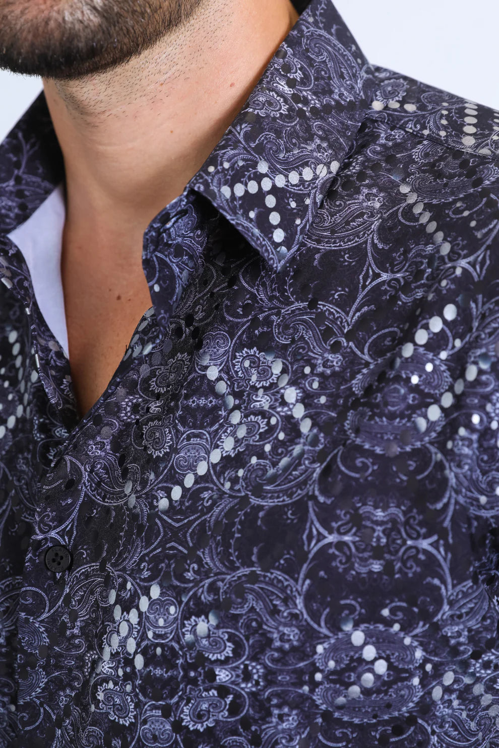 Mens Modern Fit Stretch Fashion Black Shirt