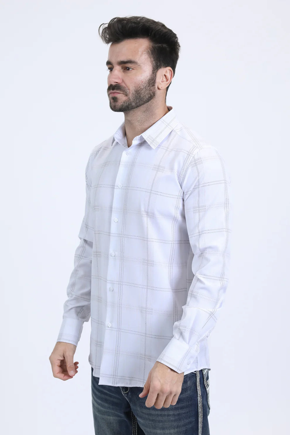 Mens Modern Fit Stretch  Fashion White Shirt