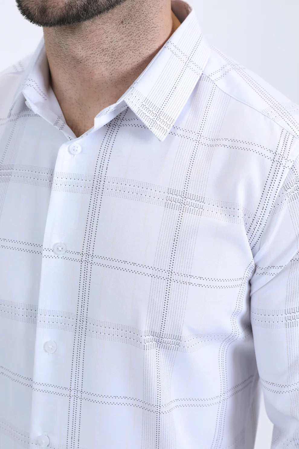 Mens Modern Fit Stretch  Fashion White Shirt