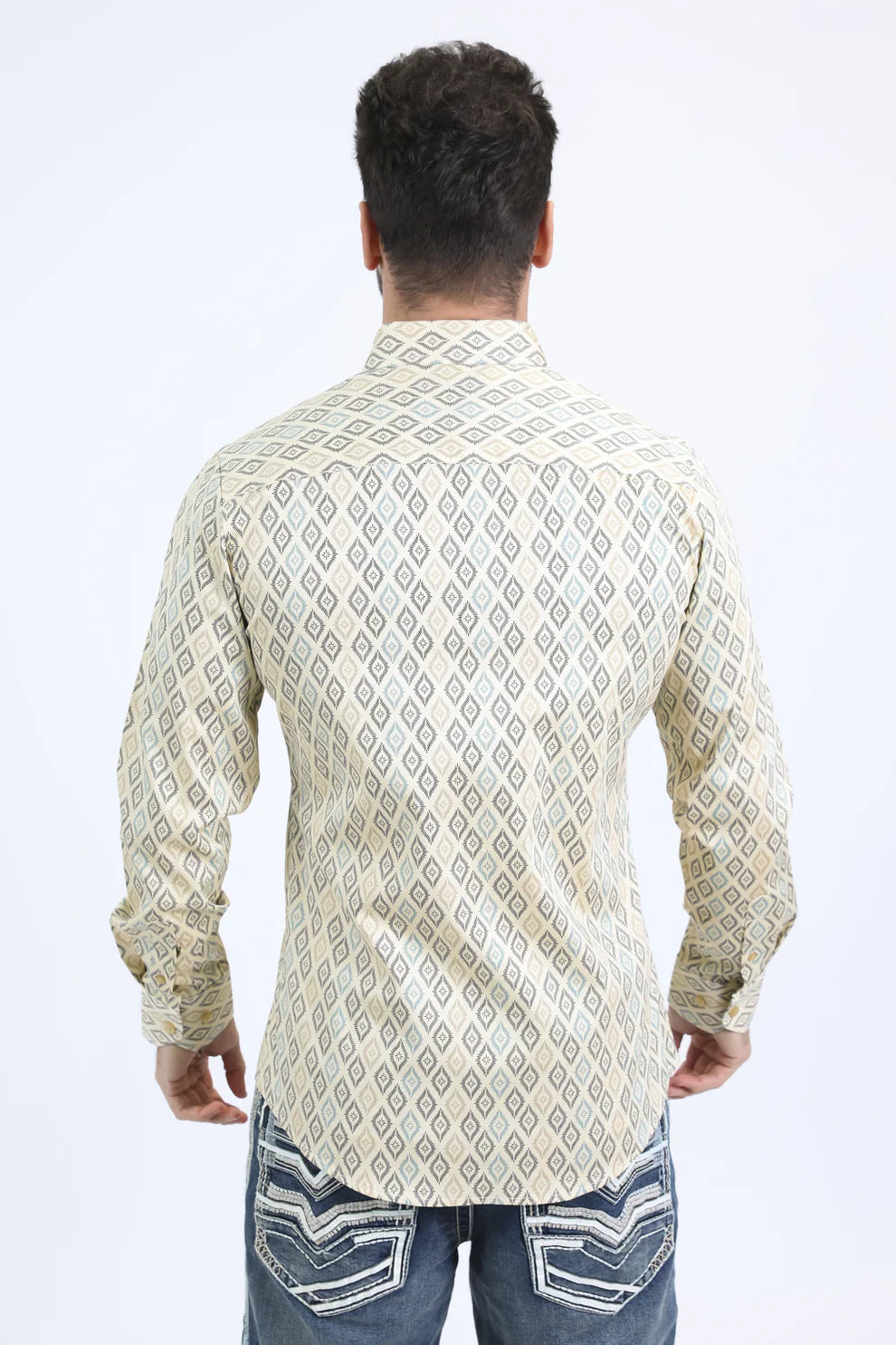 Mens Modern Fit Long Sleeve Beige Shirt (CWL10755