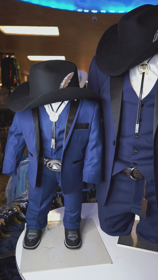 Boys’ Navy Elegance – 4-Piece Suit Set