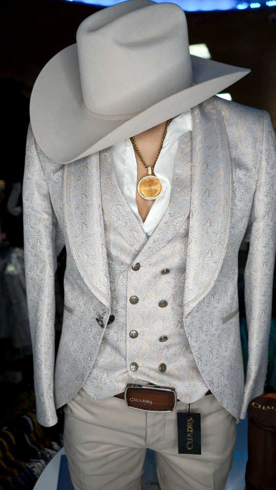 "El Marqués" – Gold & Grey 3-Piece Luxury Suit