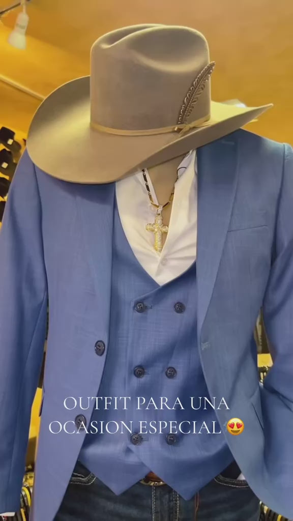 Men's Sky Blue Suit 3-Piece Set