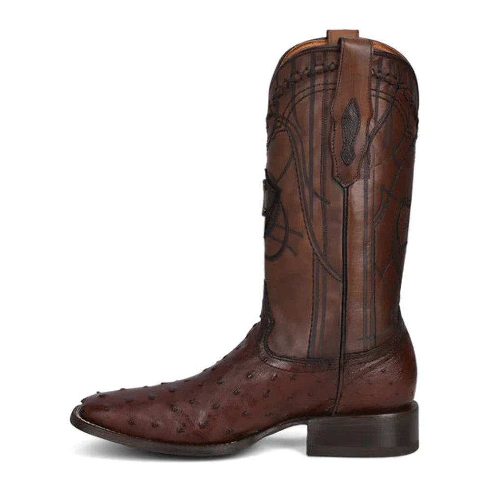 Cuadra Men's Ostrich Wide Square Toe Everest "Flame Brown" CU677