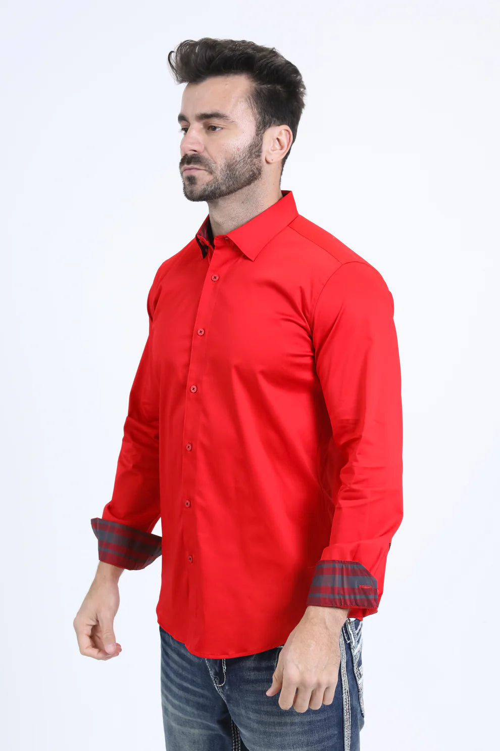 Men's Modern Long Sleeve Red Shirt